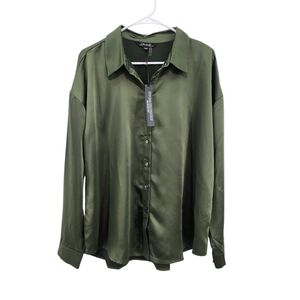 Charlie B Women's Satin Epinette Spruce Button-Down Shirt